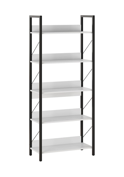Profile Kitaplık 5 Raflı Diamond Beyaz / Siyah 73x172x35 Cm
