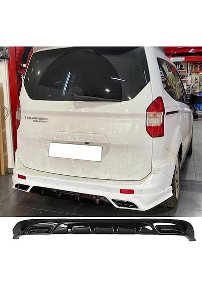 Ford Tourneo Courier Egzoz Görünümlü Arka Ek Plastik Siyah Difüzör Arka-bodykit-ek-karlık