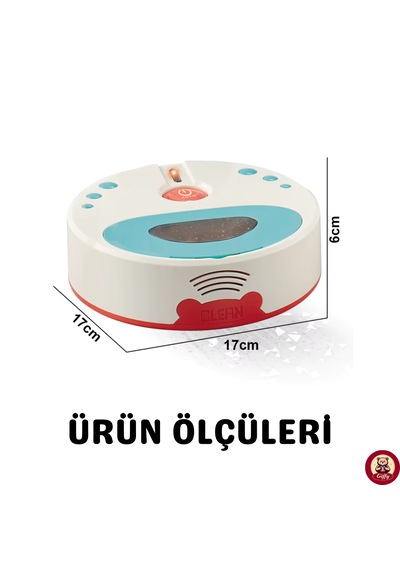 Oyuncak Pilli Robot Süpürge Sesli Ve Işıklı Gerçek Süpürme Özelliği Ve Farklı Yönlere Giden Robot Beyaz