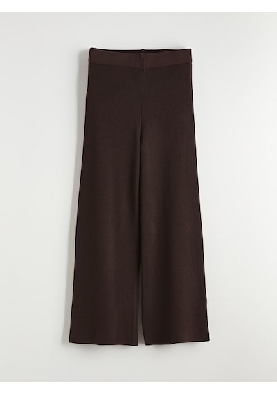 Lcwaıkıkı Classic Kahverengi Beli Lastikli Geniş Paça Kadın Triko Pantolon