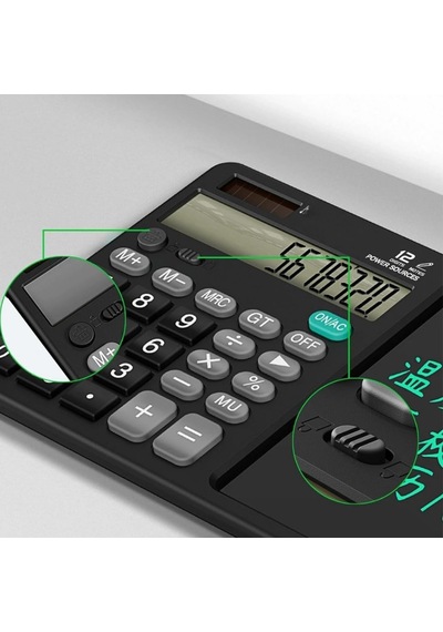 Dijital Hesap Makinesi, 7 İnç Lcd Not Defteri Ekranlı, Sessiz Tuşlu, Taşınabilir Yazı Pedi,öğre Siyah