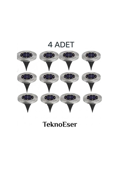 4 Adet 8 Led Li Gömme Solar Güneş Enerjili Zemin Yol Bahçe Aydınlatma Spot Lambası Su Geçirmez Diğer
