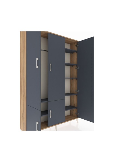 Arges Dolap 7 Raflı 5 Kapaklı Tek Askılı 132x30x195 Çam-antrasit/antrasit Antrasıt/antrasıt Arges Dolap 7 Raflı 5 Kapaklı Tek Askılı 132x30x195 Çam-antrasit/antrasit Antrasıt/antrasıt