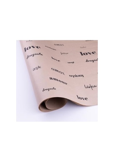 10lu Ambalaj, Paket Kağıdı, 70x100 Cm Love Desenli, Kraft-siyah Tek Ebat 124-Pembe