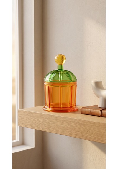 Lumi Kapaklı Kristal Obje-amber Green