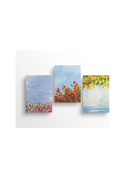 Mavi - 3'lü Defter Seti, 14x21cm, A5, Çizgili Çok Renkli