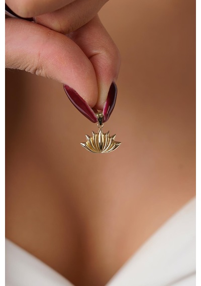 14 Ayar Altın Mini Lotus Çiçeği Kolye Ucu Klyuc3534 Sarı Altın