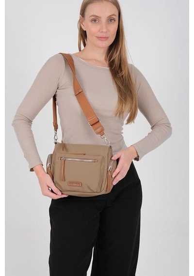 Silver Polo Sp1229 Kadın Çapraz Çanta Saten Vizon-taba
