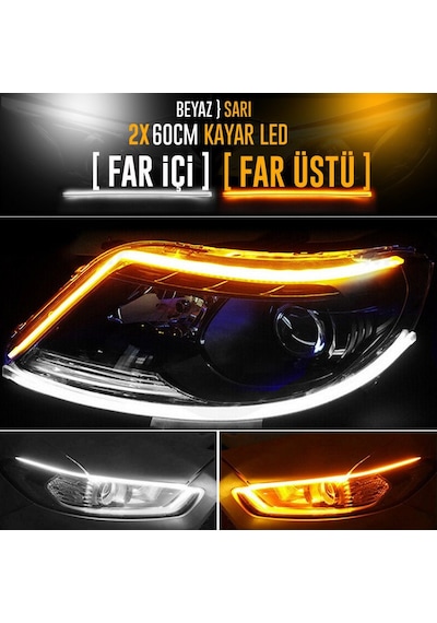 Eraks Selamlamalı Kayar Led İnce Far 60 Cm - Turuncu Beyaz