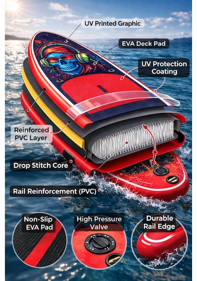 Paddle Board Sup Bodi Power Head Şişme Stand 350x84x15cm Full Set