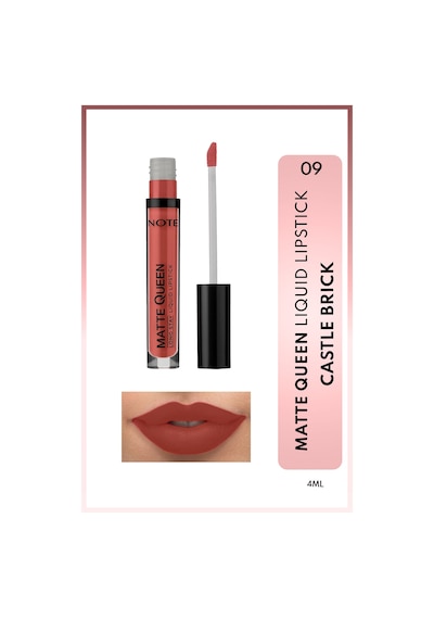 Note Cosmetique Matte Queen Lipstick Kalıcı Mat Likit Ruj - 09 Castle Brick - Pembe