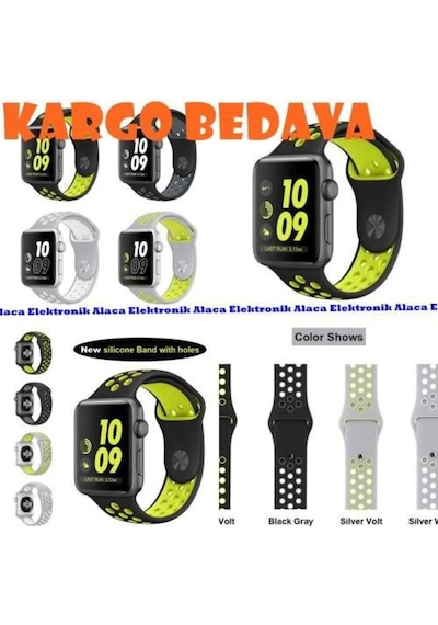 Apple Uyumlu Watch 2 42 MM Silikon Sport Kordon Kayıs