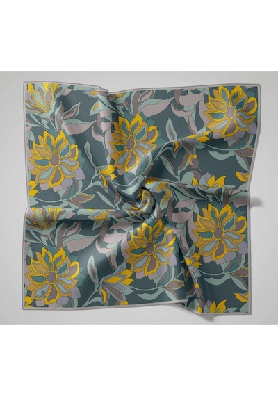 Silk Home Olinda İpek Eşarp 47003-30 Vizon, Petrol Yeşili, Sarı, Yanık Sarı, Lila
