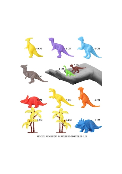 Toy Play 12 Parça Renkli Mini Dinozor Figür Seti 4-6 Cm Sku683