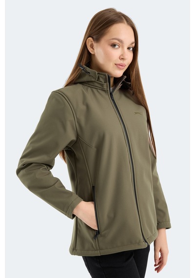 Slazenger Heat Control Kadın Çıkarılabilir Kapüşonlu Haki Mont & Kaban Haki