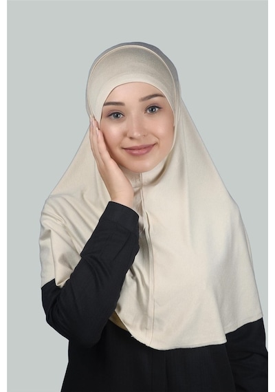Altobeh İkili Set Pratik Eşarp Hazır Türban Ve Hijab Tesettür Bonesi Krem