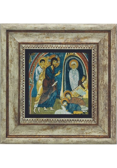 Kapadokya Göreme Karanlık Kilise Freski - Lazarus'un Dirilişi Baskılı Taş Tablo 20x20
