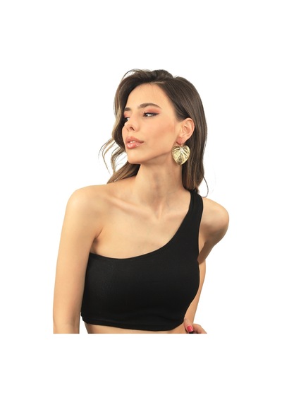 Kadın Mat Altın Kaplama Geçirmeli Model Yaprak Küpe Altın