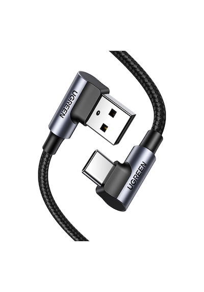 Ugreen Usb-c - Usb-a 3a Qc 90 Derece Hızlı Şarj Kablosu, 3 M, Uzay Grisi, 70875
