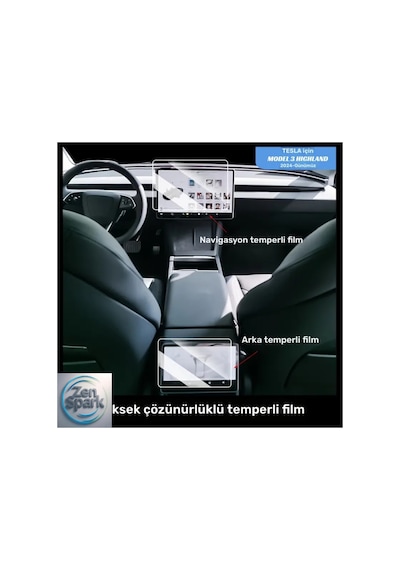 Tesla Model Y Juniper 2025 & Model 3 Highland 2024 Uyumlu Ekran Koruyucu Seti Ön + Arka Cam Film