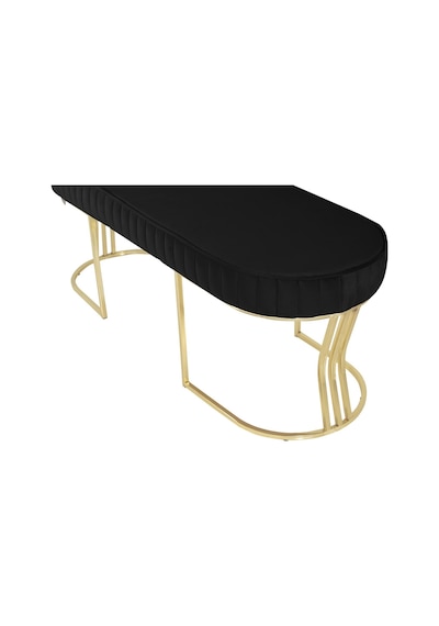 Viego Gold Striped- Siyah Kapitoneli Chester Model Puf & Bench & Koltuk & Uzun Makyaj Puff & Yatak Ucu &önü