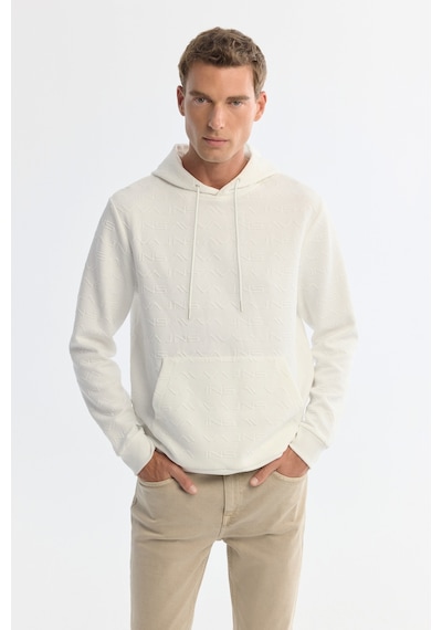 Avva Erkek Ekru Kapüşonlu Baskılı Elastan Regular Fit Sweatshirt A42y1332