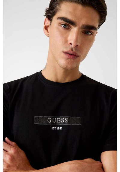 Guess Regular Fit Kesimli T-shirt Siyah