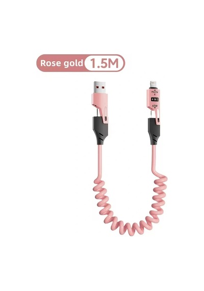 Eıma 4in1 Yaylı Esnek Hızlı Şarj Kablosu Type-c Lightning Micro Usb 65w Pd