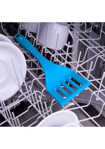 Lurch - Platin Silikon Delikli Spatula 32,5 Cm Mavi - Yanmaz, Yapışmaz, Bükülmez, Çizmez, Tat Ve Koku Bırakmaz - 240103 Renk