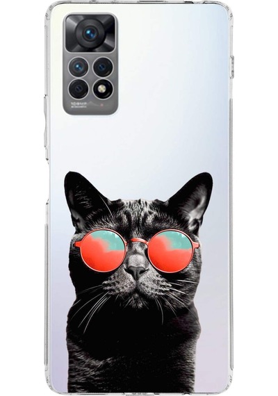 Xiaomi Redmi Note 11s İle Uyumlu 1mm Slim Fit Kedi 3 050d Baskılı Şeffaf Kılıf Şeffaf