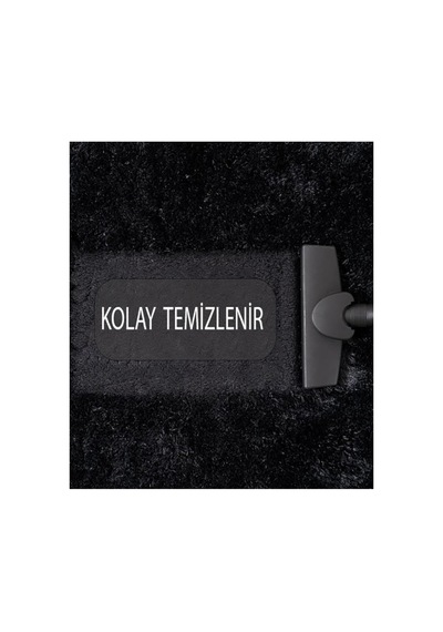 Peluş Post Halı Yumuşak Dokulu Modern Salon Oturma Odası Çocuk Odası Hol & Antre Halısı Siyah Siyah