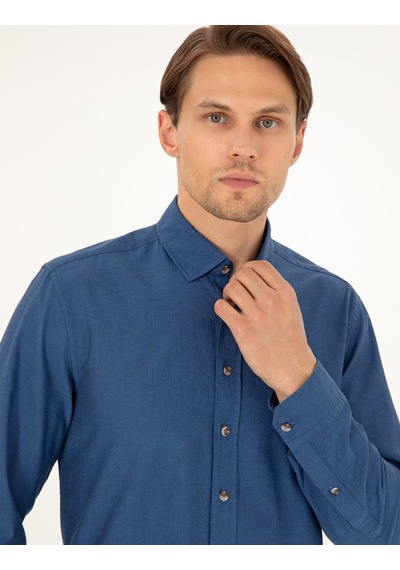 Pierre Cardin Erkek İndigo Gömlek Desenli 50293255-vr028 İndigo