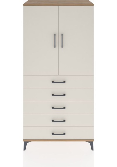 Hyperion Dolap 2 Raflı 5 Çekmeceli 2 Kapaklı 88x44x182 Çam-ay... Çam