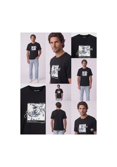 Jack & Jones Jjhonolulu Shape Siyah Erkek Tişört 12288088 Black