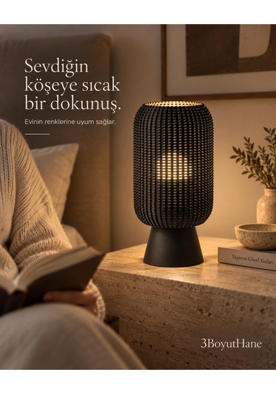 Modern Dekoratif Masa Lambası Salon Ve Yatak Odası İçin Abajur, 10 Renk Seçeneği, E14 Led Uyumlu Siyah