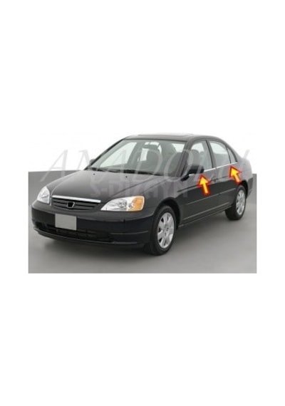 Honda Civic Krom Cam Çıtası 4 Parça 2001-2006 Paslanmaz Çelik N11.4403