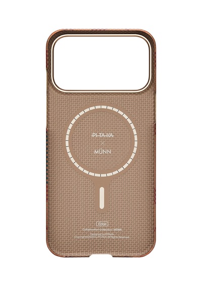 İphone 17 Pro Max Uyumlu Kılıf M-safe Şarjlı Aramid Fiber Pitaka Flora İn Grid Serisi Kapak Kahve Kahverengi