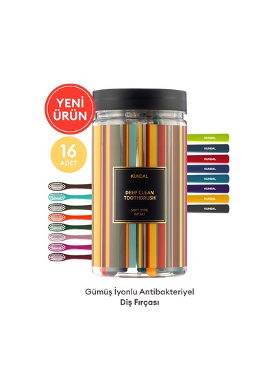 Diş Fırçası - Yumuşak Soft Kundal Deep Clean Toothbrush Soft Type 16 Set Çok Renkli