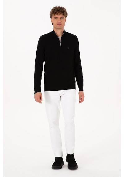 U.S. Polo Assn. Erkek Slim Fit Yarım Fermuarlı Siyah Basic Kazak 50313695-VR046 U.S. Polo Assn. Erkek Slim Fit Yarım Fermuarlı Siyah Basic Kazak 50313695-VR046