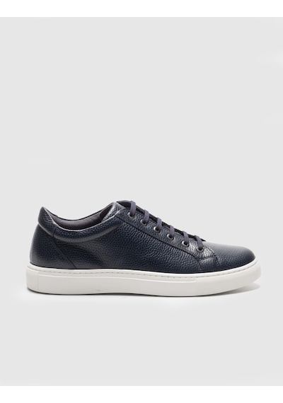 Hakiki Deri Lacivert Bağcıklı Erkek Sneaker Ayakkabı - Lacivert Hakiki Deri Lacivert Bağcıklı Erkek Sneaker Ayakkabı - Lacivert