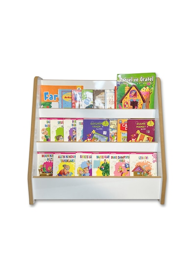 Bebek Çocuk Oyun Odası Melis 3 Raflı Montessori Kitaplık Beyaz