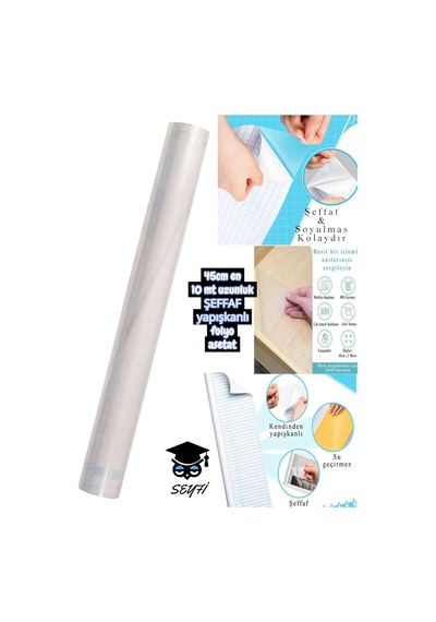 45 Cm X 10 Metre Yapışkanlı Rulo Folyo Asetat Şeffaf Dc-fix