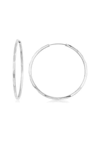 Beyaz Kalem İşli Halka Küpe Çapı: 3.4cm Beyaz Altın