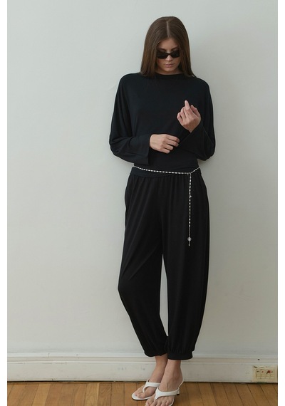 Suud Collection Siyah Sophia Yarasa Kol Bluz
