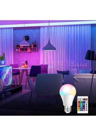 Yeni 2025 Rgb Led Ampul Çok Renkli Led Home Uzaktan Kumandalı Dim Edilebilir Ampul Rengarenk Ampül, Drwlampül Diğer