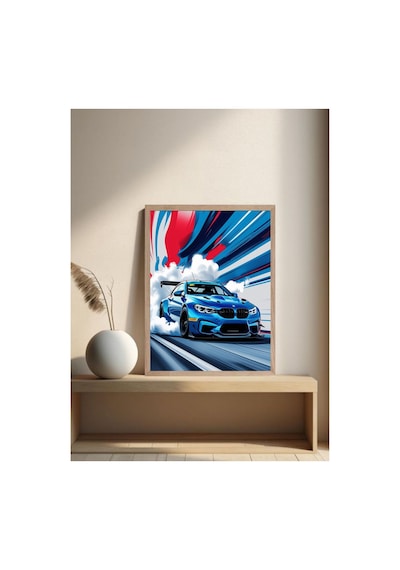 Bmw Doğal Ahşap Çerçeveli Tek Parça Dekoratif Tablo Çok Renkli - 818976756 Çok Renkli