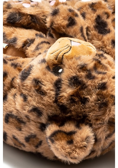 Twigy Leopar Pako Sevimli Pelüş Panduf Ev Terlik Kahve Kahverengi