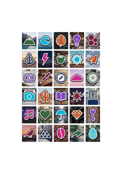 30 Adet Geometrik Doğa Ve Yaşam Sembolü Sticker Seti - Laptop Defter Telefon İçin Çok Renkli