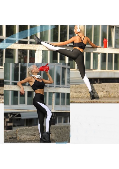 Lismina S Model Detaylı Ekstra Yüksek Bel Spor Tayt Siyah - Beyaz