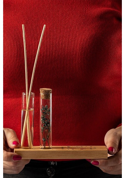 Yılbaşı Tasarımlı Dekoratif Set - Bambu Oda Kokusu Şişesi